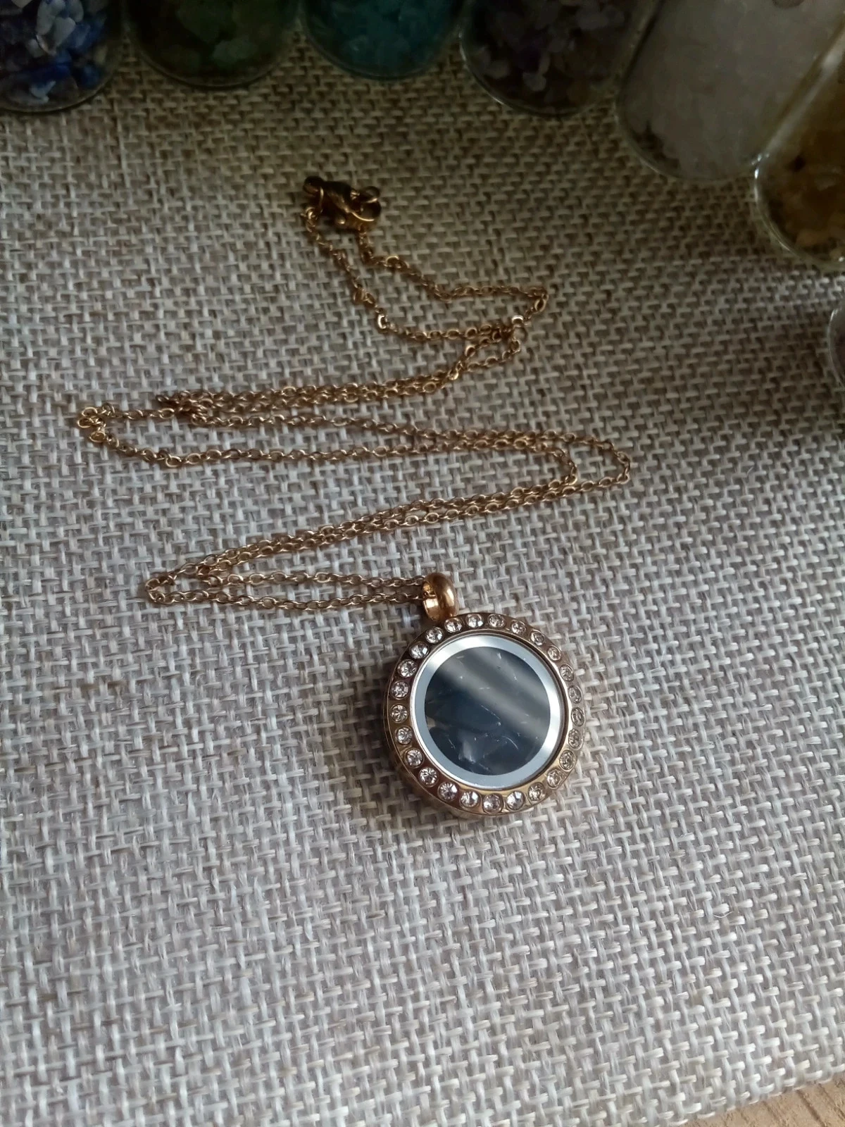Necklace pendant filled with black obsidian stones ❤️ – photo 2